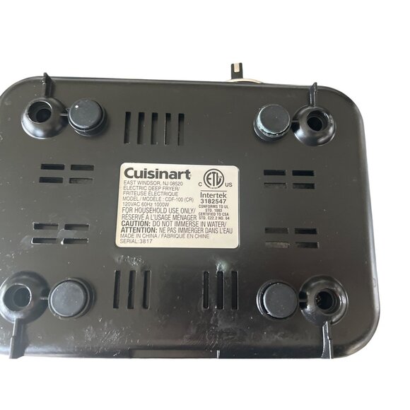 Cuisinart Electric Deep Fryer CDF-100 1000W Stainless Steel Compact - Picture 4 of 5